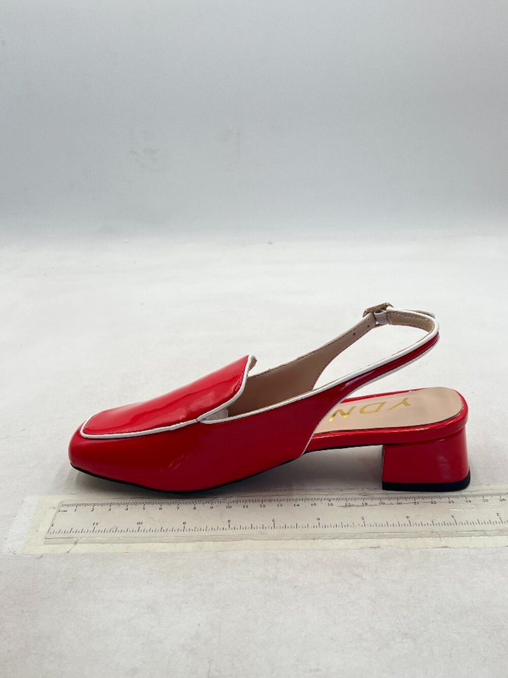 YDN Red Square Toe Block Low Heels Slingback Formal Loafer Dressy Pump - Picture 2 of 8